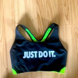 Nike sports bra, bright yellow and black
